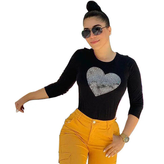 Rhinestone Heart Blouse