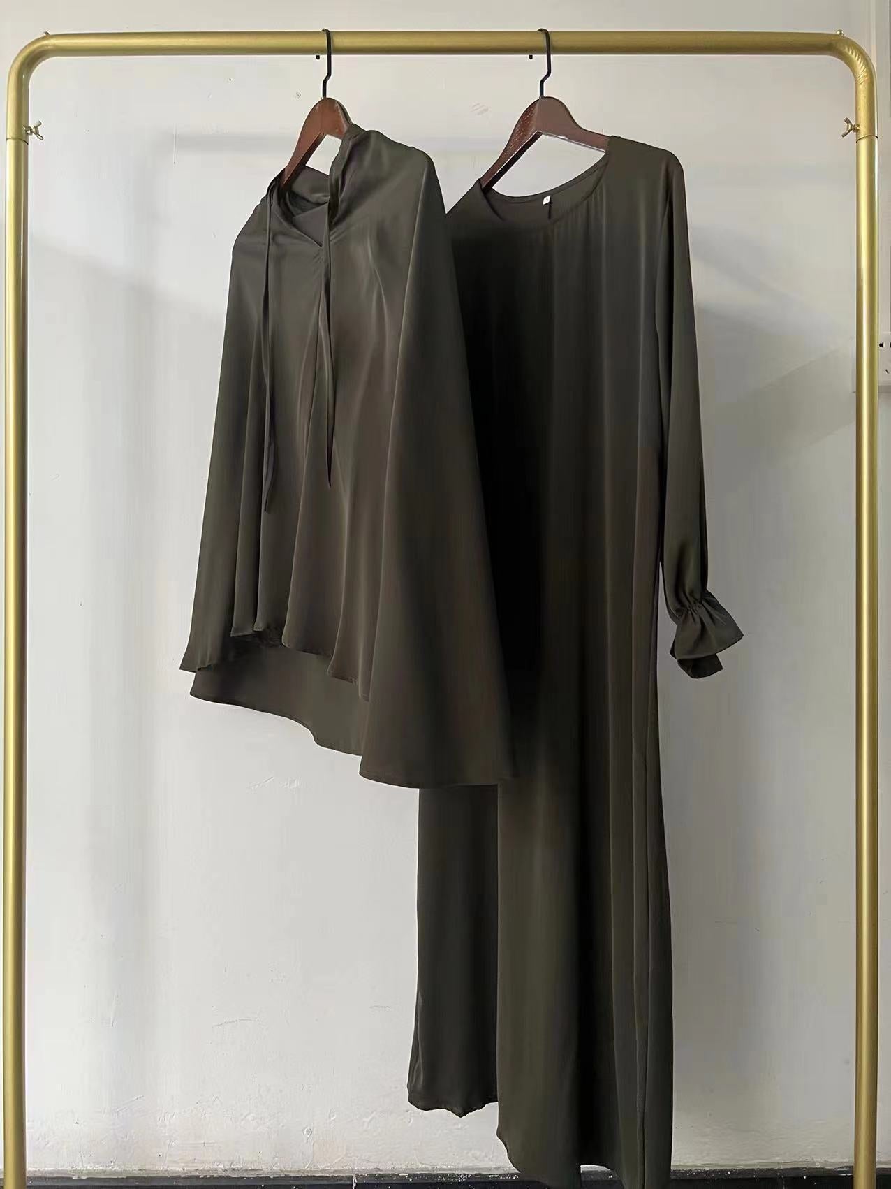 Women Solid Elegant Dress Two-Piece Set