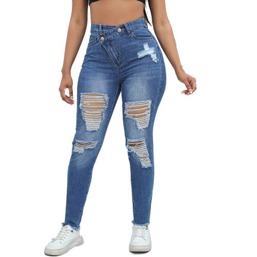 Skinny Ripped Trousers Sexy High Waist Jeans for Women