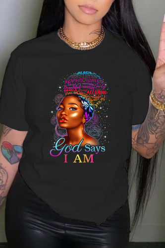 Summer Women's Clothing Casual Round Neck Pullover Printed T-shirt