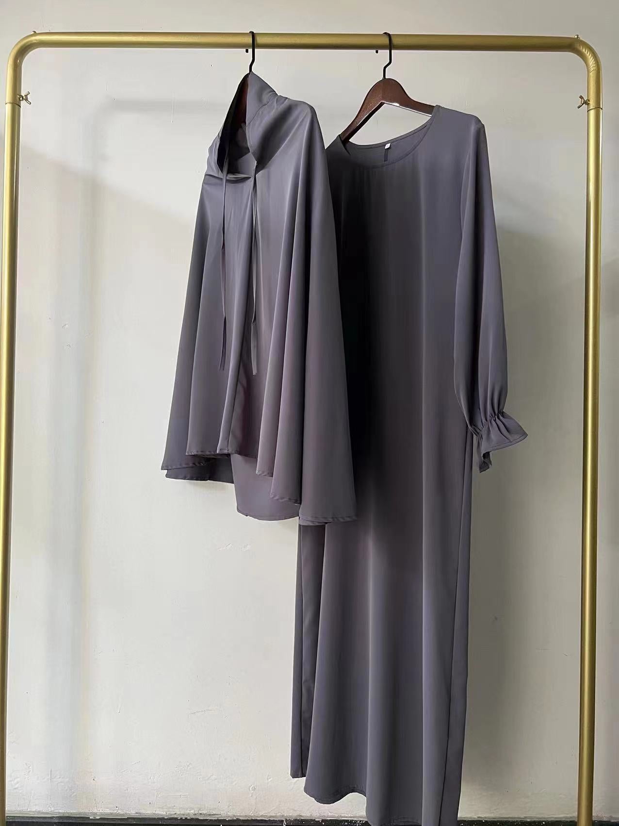 Women Solid Elegant Dress Two-Piece Set