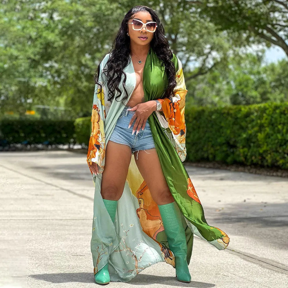 Plus Size Shawl Women Wide Multi Color Floral Elegant Fashion Capes All Season Outfits Beach
