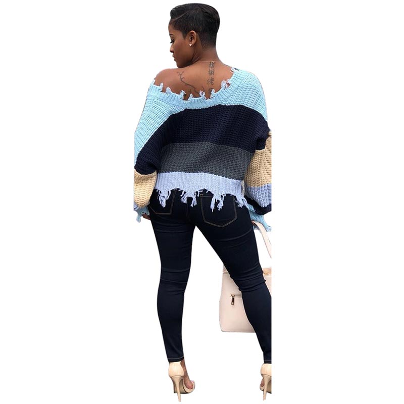 Contrast Stitching Bat Sleeve Sweater T-shirt