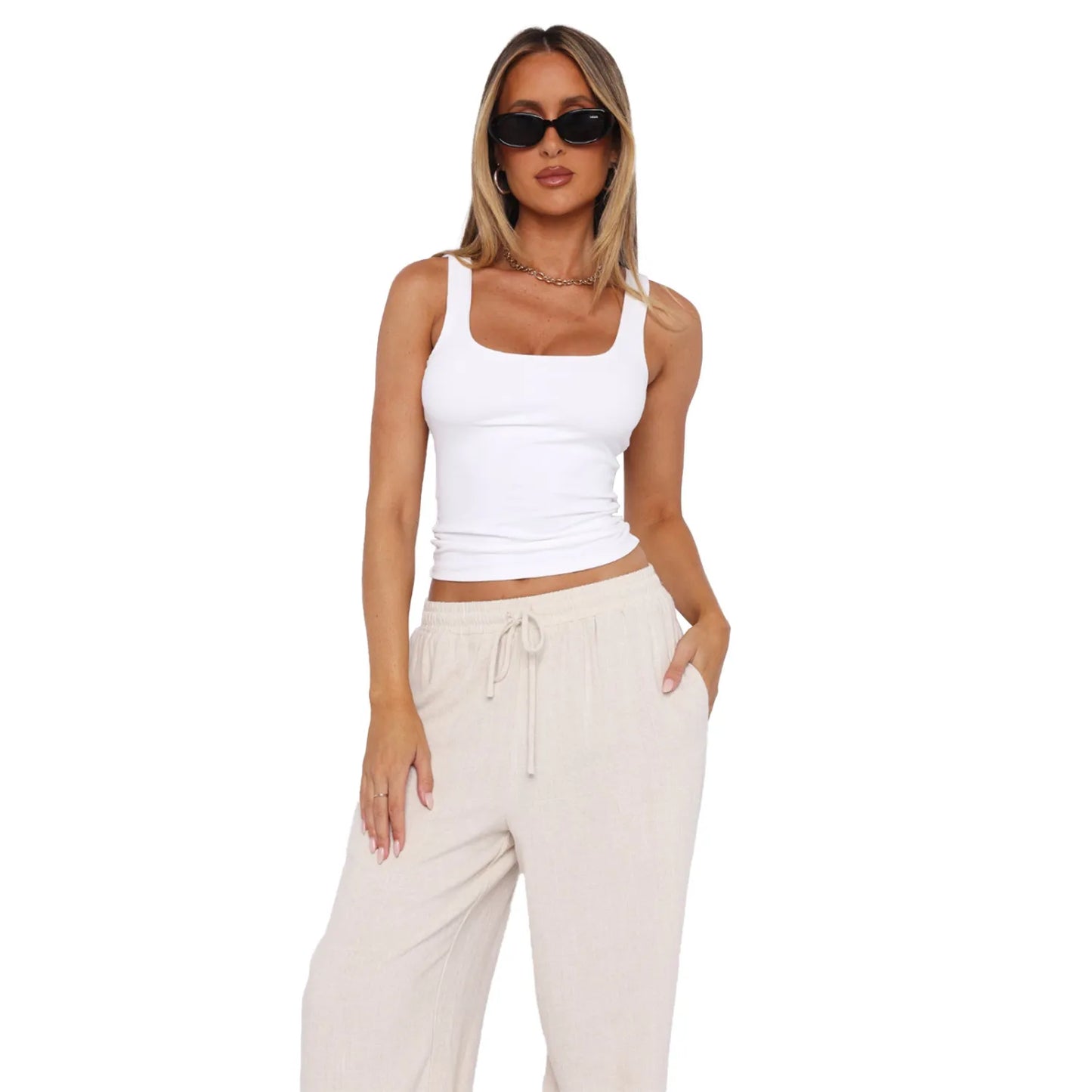 Solid Color Sports Versatile Double Layer Vest Tops