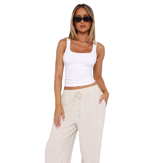 Solid Color Sports Versatile Double Layer Vest Tops