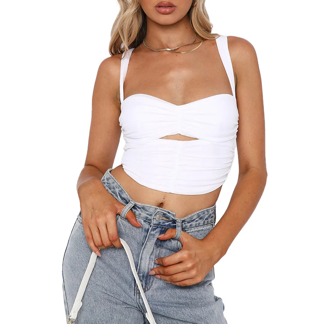 Fashion Pleated Cutout Camisole Top