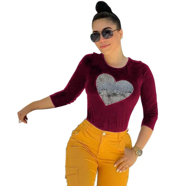 Rhinestone Heart Blouse
