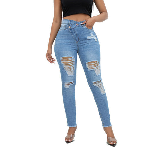 Skinny Ripped Trousers Sexy High Waist Jeans for Women