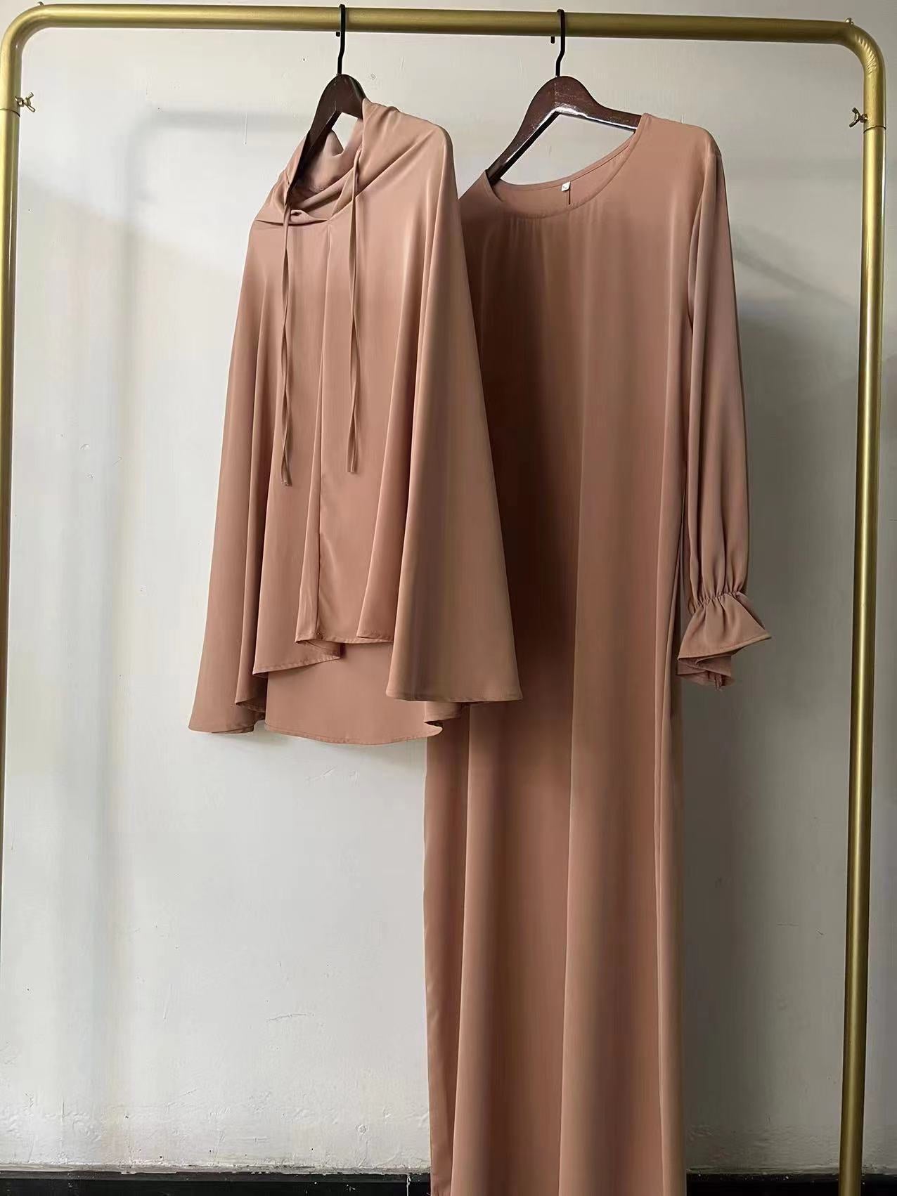 Women Solid Elegant Dress Two-Piece Set