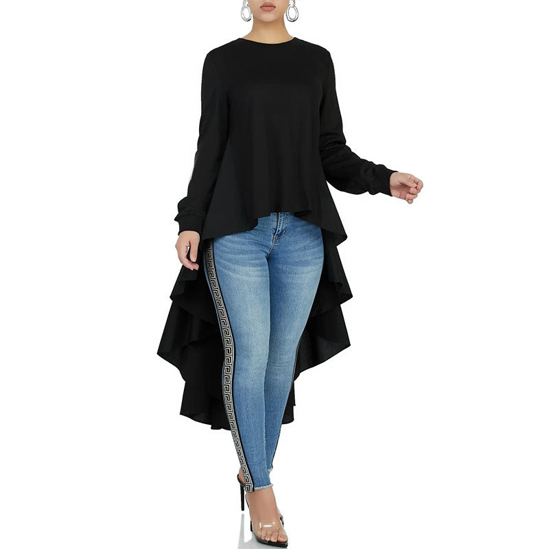 Solid Color Stitching T-shirt top