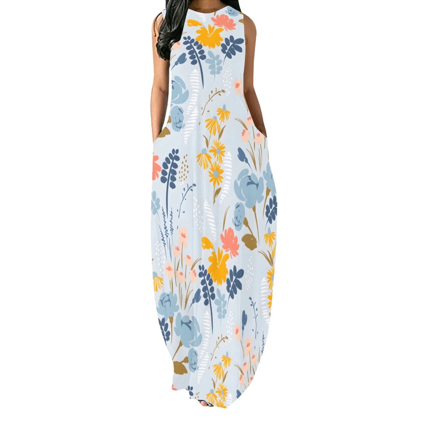 Casual Print Sleeveless O Neck Maxi Dresses
