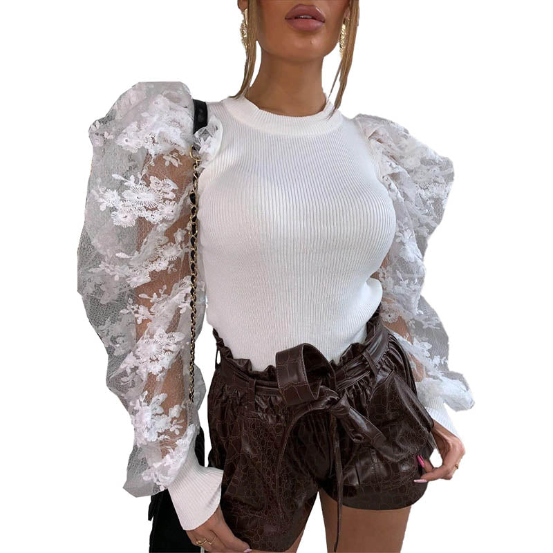Casual Lace Sleeve Top