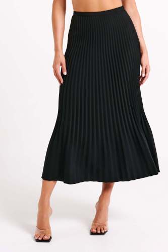 Solid Pleated Maxi Skirt
