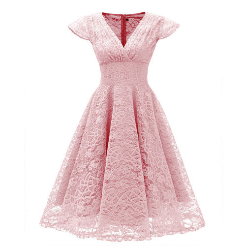 1950s Cap Sleeve Swing Lace Dress