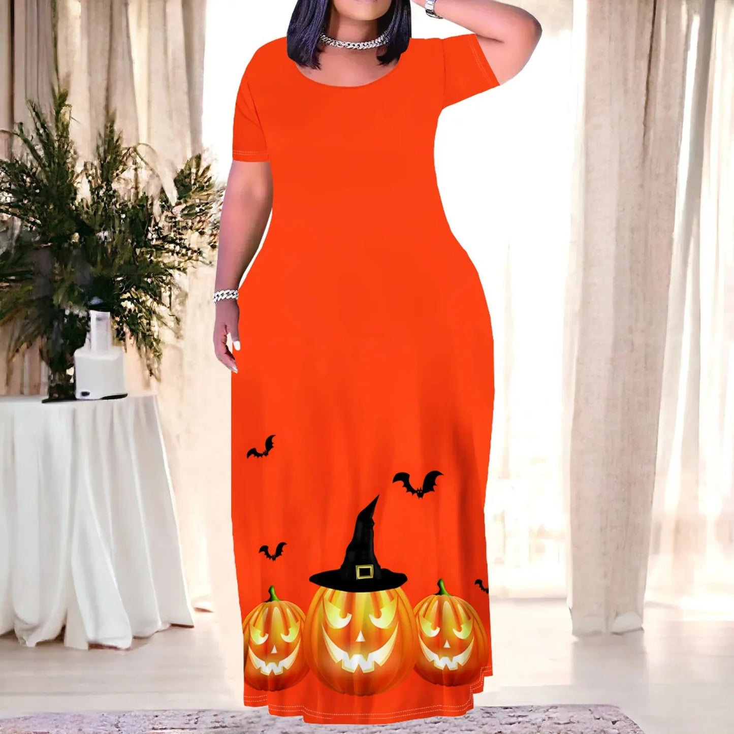 Casual Print Easter Halloween Maxi Dresses