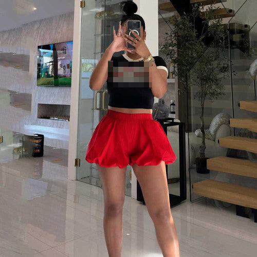 DOUBLE BUBBLE FLUFFY ELASTIC SHORTS