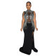 Sexy Party Elegant Formal Patchwork Slit Mesh Hot Drill Half A Turtleneck Asymmetrical Dresses