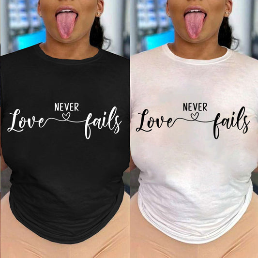 Summer Women's Clothing Casual Round Neck Pullover Printed Tees