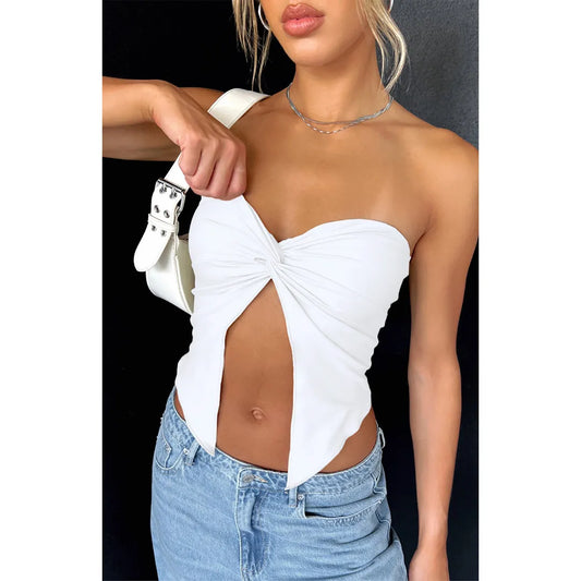 Solid Kink Bandeau Sexy Strapless Top