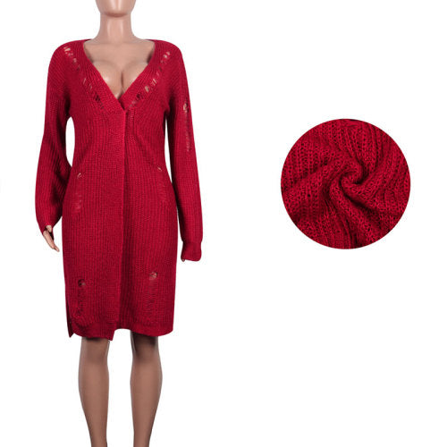 IRREGULAR CARDIGAN HOLE LONG COAT