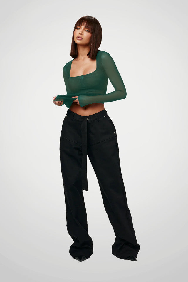 Mesh Square Neck Tops