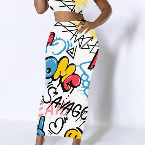1 Piece Custom Casual Print Long Skirt