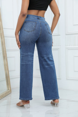 Women's Sexy Denim Trousers Street High-Rise Ripped Washed Jeans