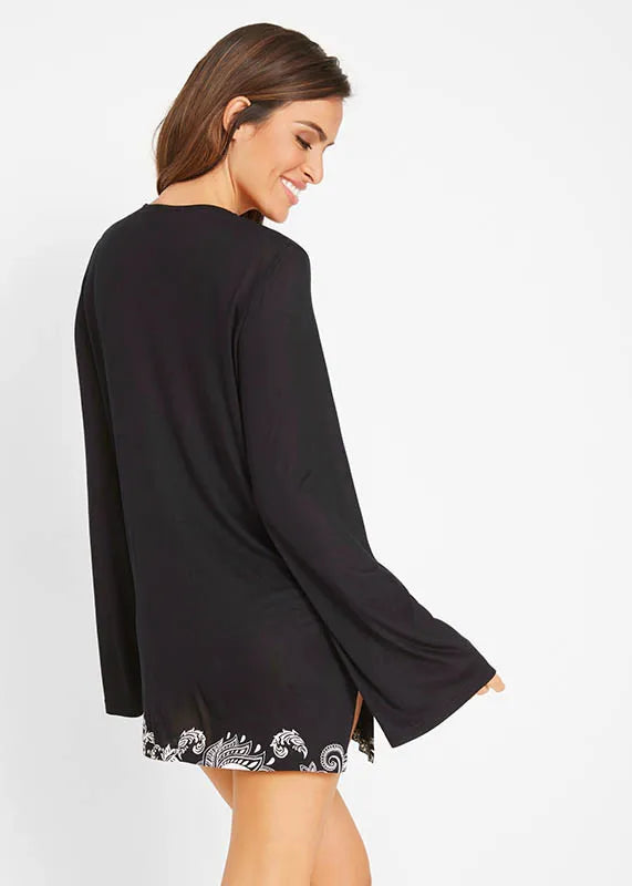 V Neck Printed Beach Blouse