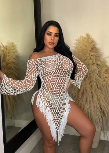 SEXY HAND HOOK TASSEL SEE-THROUGH BEACH DRESS