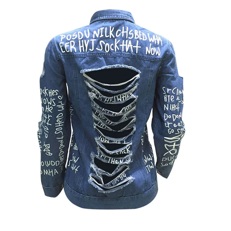 Casual Broken Holes Denim Jacket