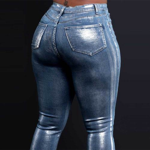 Hot Stamping Silver Skinny Jeans