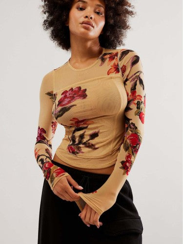 Double Mesh Printed Betty's Garden Top
