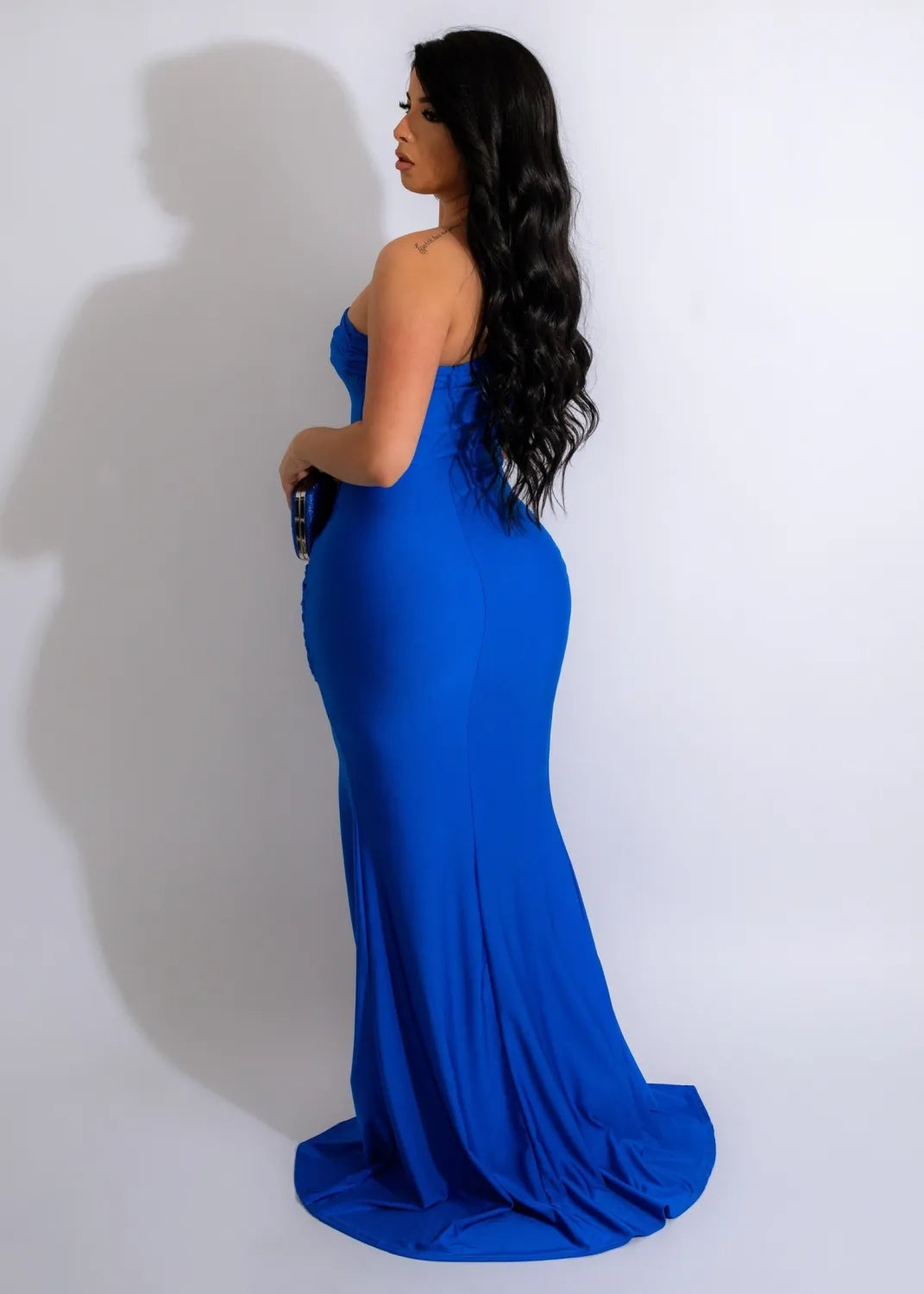 Drape Single Shoulder Side Slit Maxi Dress