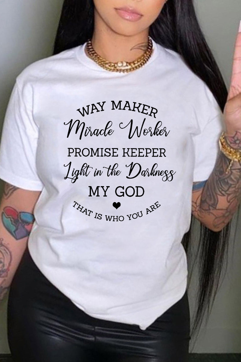 Summer Women's Clothing Casual Round Neck Pullover Printed Tees