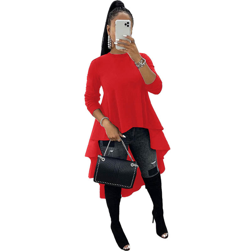 Solid Color Stitching T-shirt top