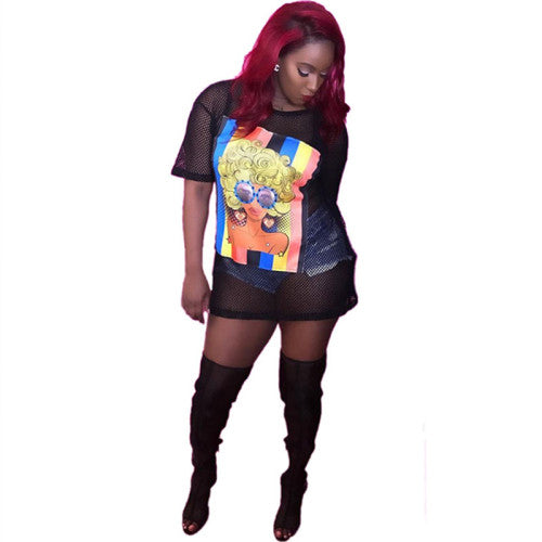Character Black Mesh Long Top
