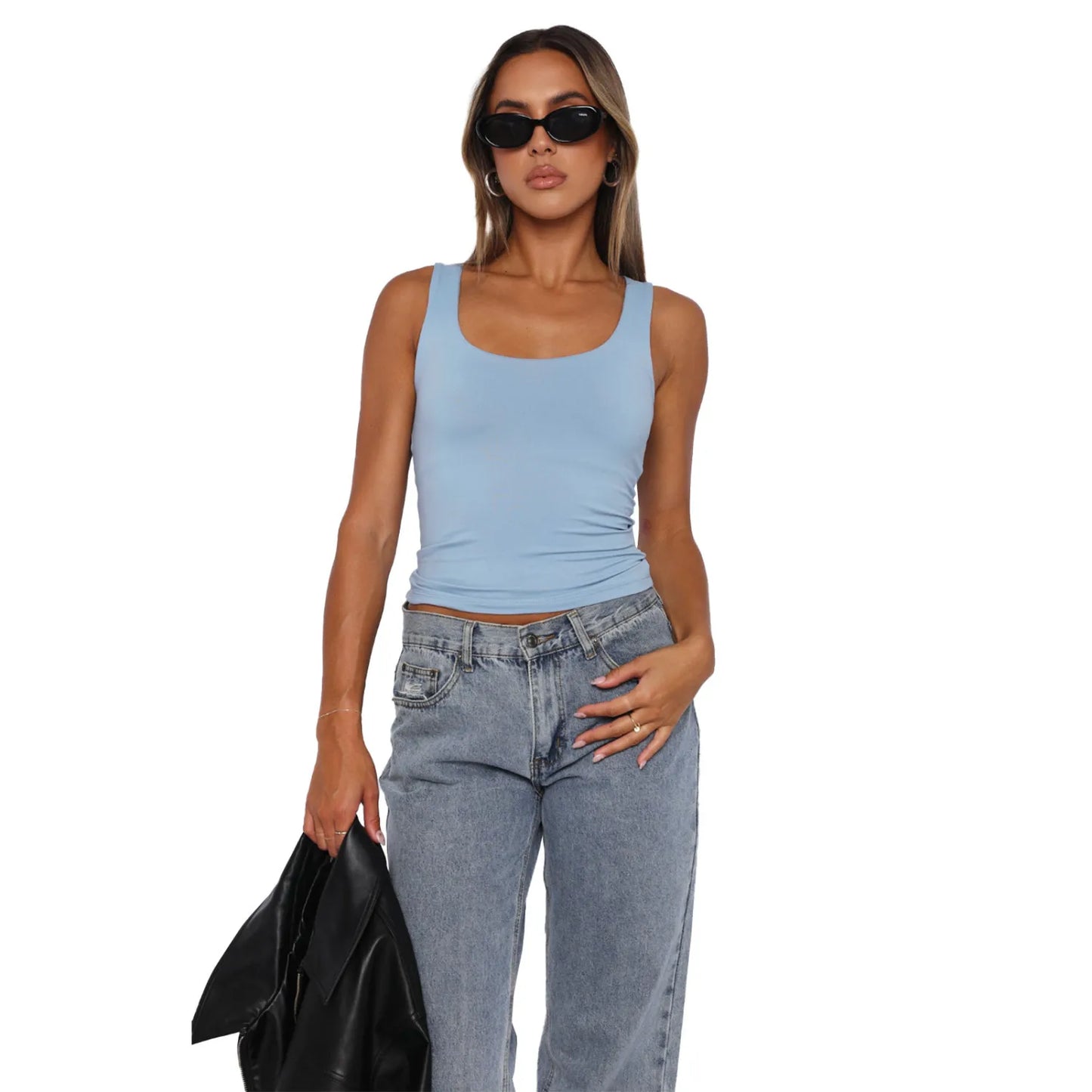 Solid Color Sports Versatile Double Layer Vest Tops