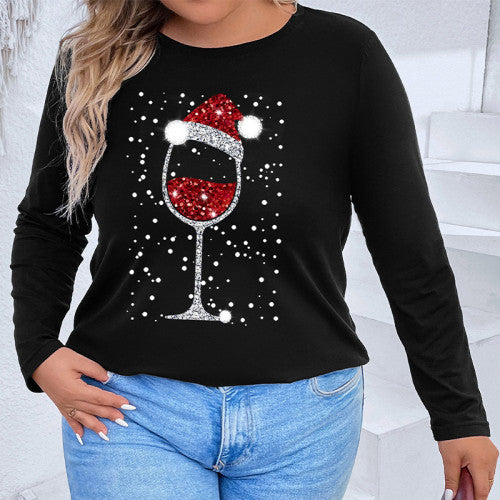 Plus Christmas Hat & Goblet Print Tee