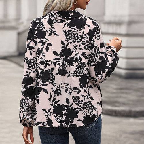 Women Long Sleeve Blouse Blouses Simple Style Printed