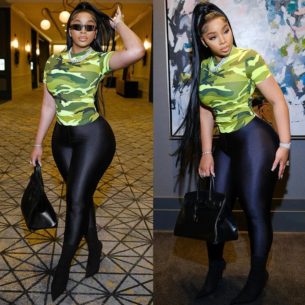 Casual Camouflage Women's T-Shirt Tops