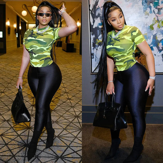 Casual Camouflage Women's T-Shirt Tops