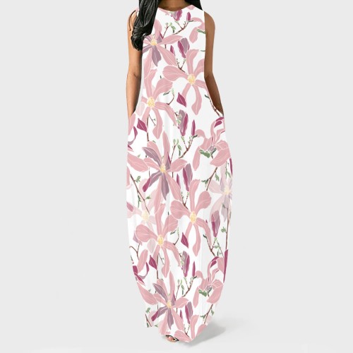 Casual Print Sleeveless O Neck Maxi Dresses