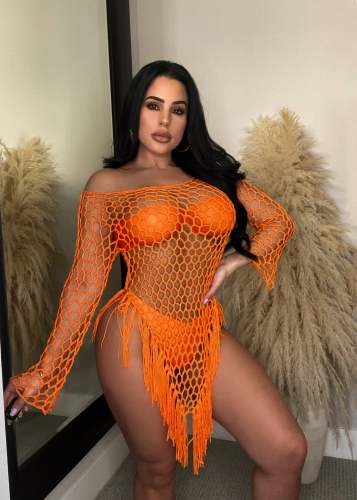 SEXY HAND HOOK TASSEL SEE-THROUGH BEACH DRESS