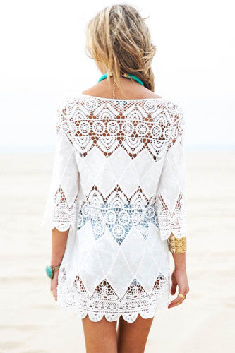 Hollow Patchwork Embroidered Beach Blouse