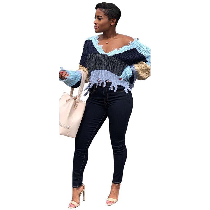 Contrast Stitching Bat Sleeve Sweater T-shirt