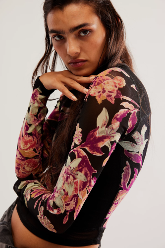 Double Mesh Printed Betty's Garden Top