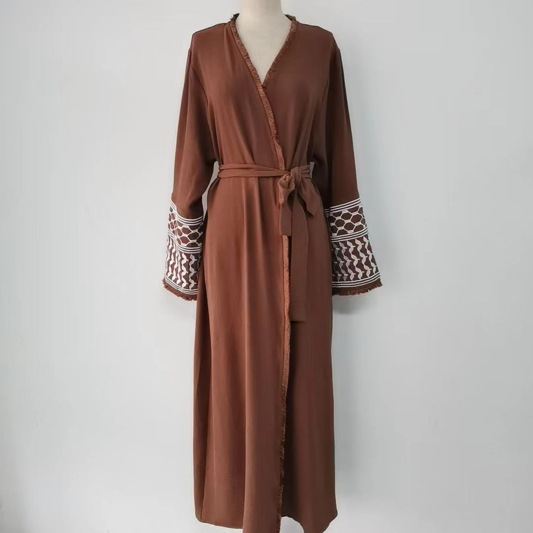 Women Embroidered Tassel Dress Without Headscarf