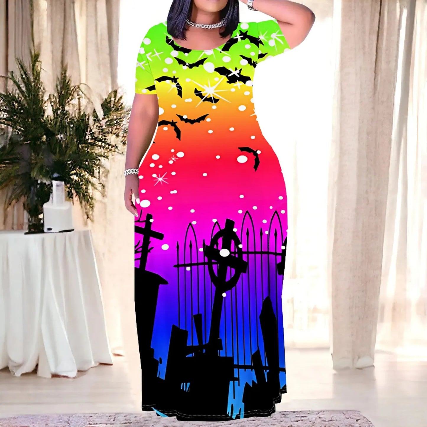 Casual Print Easter Halloween Maxi Dresses
