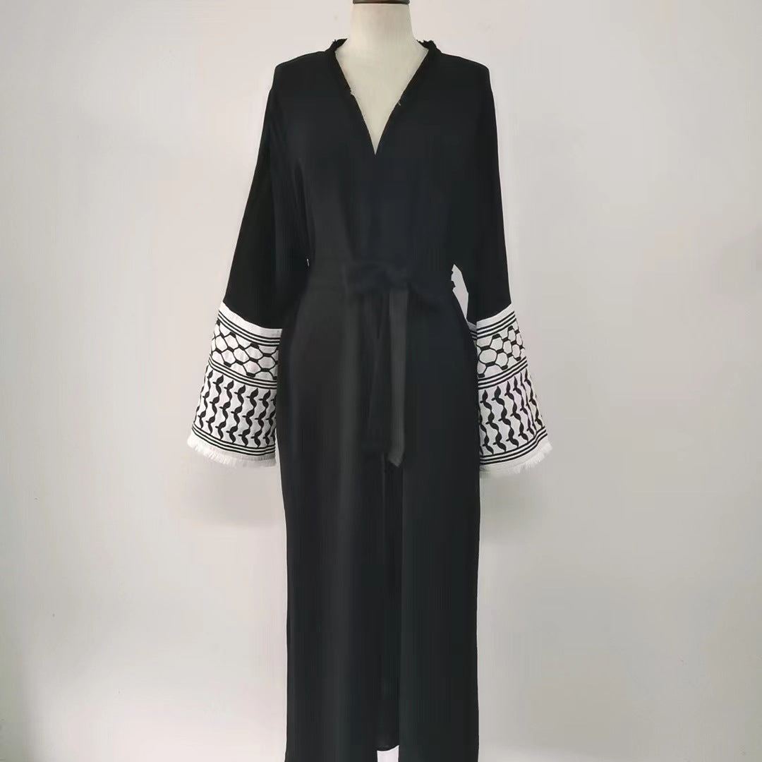 Women Embroidered Tassel Dress Without Headscarf