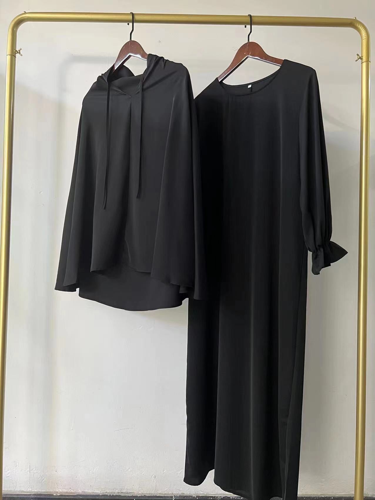 Women Solid Elegant Dress Two-Piece Set